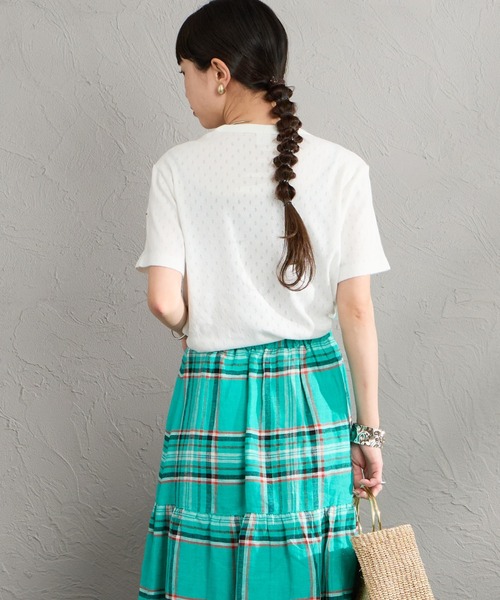 ORCIVAL（オーシバル）の「[ORCIVAL/オーシバル] パターンメッシュ クルーネックTシャツ（Tシャツ/カットソー・レディース・ブラック/オフホワイト・2）」の14枚目の写真
