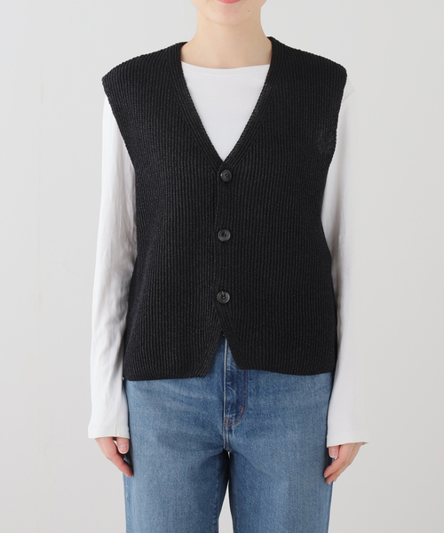 IENA(イエナ)の「PURLAM/プラム AZE Vest ベスト PU126-MVE 01(ベスト・レディース・ブラック・FREE)」の3枚目の写真