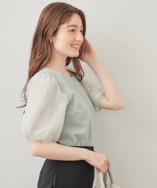 index(インデックス)の「【接触冷感/UVケア】シアーバルーンスリーブトップス《洗濯機OK》(Tシャツ/カットソー・レディース・サンドベージュ/チャコールグレー/オフホワイト/サックスブルー・42/40/38/36)」の17枚目の写真