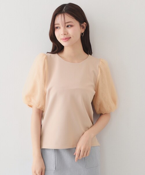 index(インデックス)の「【接触冷感/UVケア】シアーバルーンスリーブトップス《洗濯機OK》(Tシャツ/カットソー・レディース・サンドベージュ/チャコールグレー/オフホワイト/サックスブルー・42/40/38/36)」の13枚目の写真
