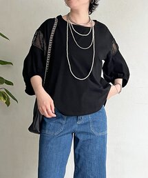 袖メッシュブラウス