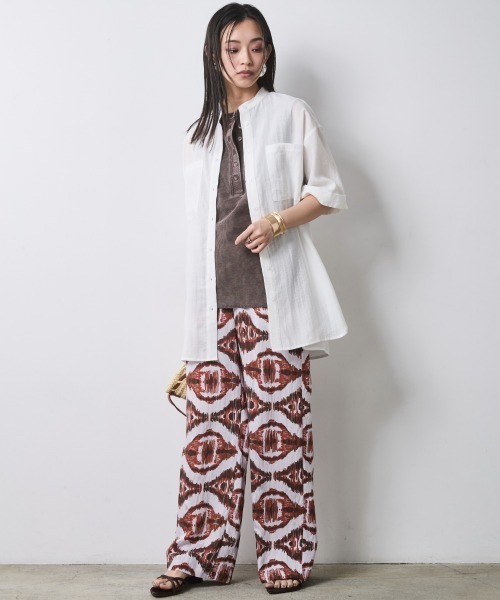 CHIC STYLE（シックスタイル）の「レーヨン麻シャツチュニック＜大きいサイズ有＞シックスタイル（シャツ/ブラウス・レディース・オフホワイト/ブルーグレー・M/L/LL/3L/4L/5L）」の10枚目の写真