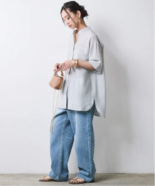 CHIC STYLE（シックスタイル）の「レーヨン麻シャツチュニック＜大きいサイズ有＞シックスタイル（シャツ/ブラウス・レディース・オフホワイト/ブルーグレー・M/L/LL/3L/4L/5L）」の15枚目の写真