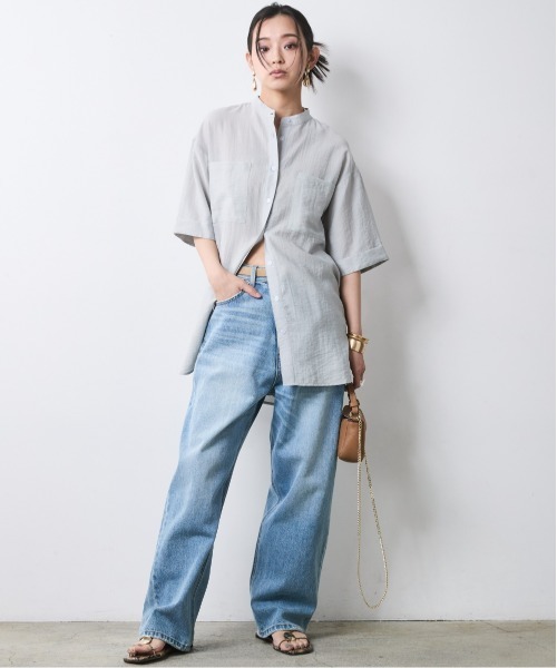CHIC STYLE（シックスタイル）の「レーヨン麻シャツチュニック＜大きいサイズ有＞シックスタイル（シャツ/ブラウス・レディース・オフホワイト/ブルーグレー・M/L/LL/3L/4L/5L）」の16枚目の写真