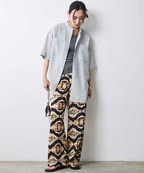 CHIC STYLE（シックスタイル）の「レーヨン麻シャツチュニック＜大きいサイズ有＞シックスタイル（シャツ/ブラウス・レディース・オフホワイト/ブルーグレー・M/L/LL/3L/4L/5L）」の17枚目の写真