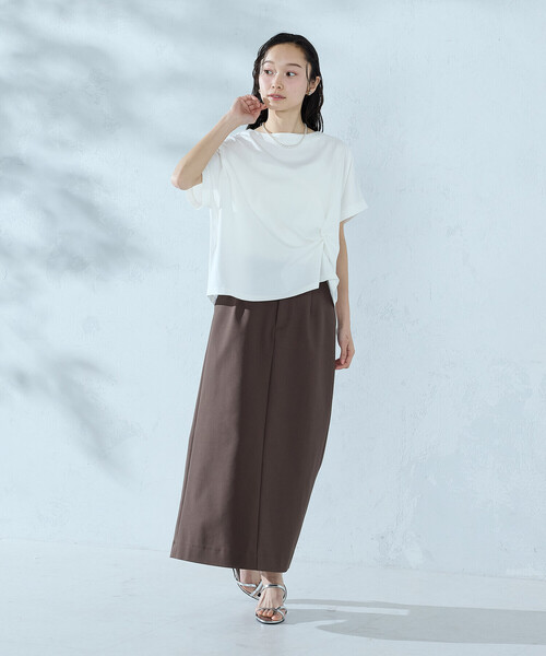 COMME CA ISM(コムサイズム)の「【接触冷感】ツイストタック Tシャツ(Tシャツ/カットソー・レディース・ブラック/オレンジ/ネイビー/ライトグレー/ホワイト・MEDIUM/LARGE)」の13枚目の写真