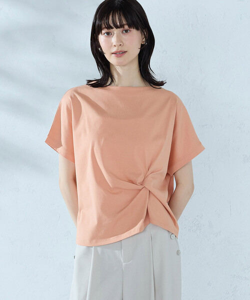 COMME CA ISM(コムサイズム)の「【接触冷感】ツイストタック Tシャツ(Tシャツ/カットソー・レディース・ブラック/オレンジ/ネイビー/ライトグレー/ホワイト・MEDIUM/LARGE)」の18枚目の写真