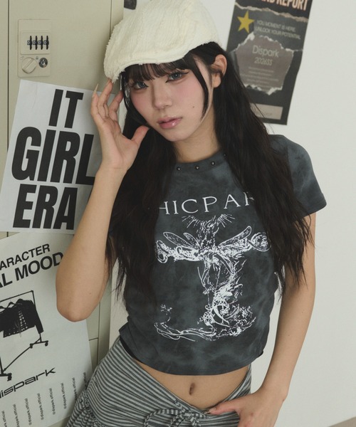 dispark（ディスパーク）の「DISPARK/【26年春夏新作】スタッズネックギャザーT（Tシャツ/カットソー・レディース・アイボリー/チャコール・FREE）」の8枚目の写真
