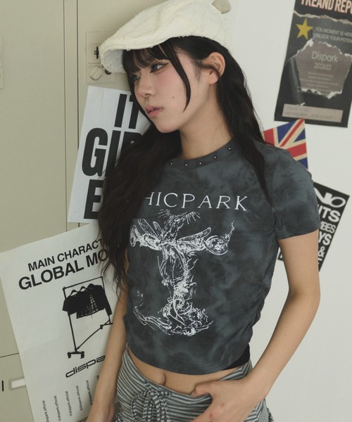 dispark（ディスパーク）の「DISPARK/【26年春夏新作】スタッズネックギャザーT（Tシャツ/カットソー・レディース・アイボリー/チャコール・FREE）」の9枚目の写真