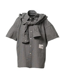 【MIHARAYASUHIRO/ミハラヤスヒロ】Sleeve Layered Check Shirt / SHAWL LAYERED H/S SHIRTS