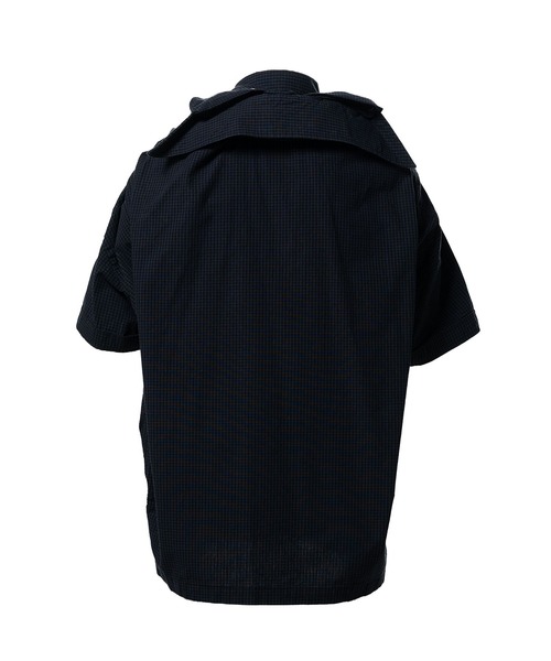 Maison MIHARA YASUHIRO（メゾンミハラヤスヒロ）の「【MIHARAYASUHIRO/ミハラヤスヒロ】Sleeve Layered Check Shirt / SHAWL LAYERED H/S SHIRTS（シャツ/ブラウス・メンズ・ホワイト/ネイビー・46/48）」の4枚目の写真
