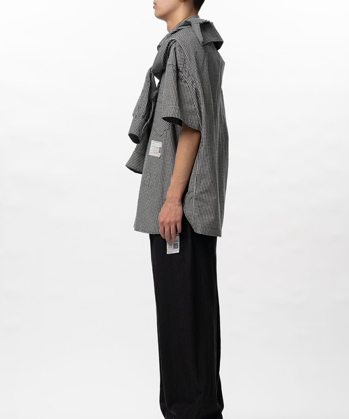 Maison MIHARA YASUHIRO（メゾンミハラヤスヒロ）の「【MIHARAYASUHIRO/ミハラヤスヒロ】Sleeve Layered Check Shirt / SHAWL LAYERED H/S SHIRTS（シャツ/ブラウス・メンズ・ホワイト/ネイビー・46/48）」の7枚目の写真