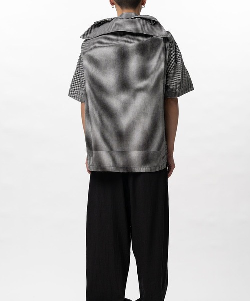 Maison MIHARA YASUHIRO（メゾンミハラヤスヒロ）の「【MIHARAYASUHIRO/ミハラヤスヒロ】Sleeve Layered Check Shirt / SHAWL LAYERED H/S SHIRTS（シャツ/ブラウス・メンズ・ホワイト/ネイビー・46/48）」の8枚目の写真