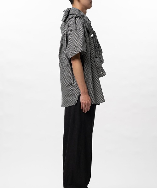 Maison MIHARA YASUHIRO（メゾンミハラヤスヒロ）の「【MIHARAYASUHIRO/ミハラヤスヒロ】Sleeve Layered Check Shirt / SHAWL LAYERED H/S SHIRTS（シャツ/ブラウス・メンズ・ホワイト/ネイビー・46/48）」の9枚目の写真