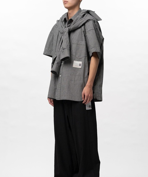 Maison MIHARA YASUHIRO（メゾンミハラヤスヒロ）の「【MIHARAYASUHIRO/ミハラヤスヒロ】Sleeve Layered Check Shirt / SHAWL LAYERED H/S SHIRTS（シャツ/ブラウス・メンズ・ホワイト/ネイビー・46/48）」の10枚目の写真