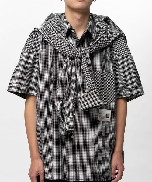 Maison MIHARA YASUHIRO（メゾンミハラヤスヒロ）の「【MIHARAYASUHIRO/ミハラヤスヒロ】Sleeve Layered Check Shirt / SHAWL LAYERED H/S SHIRTS（シャツ/ブラウス・メンズ・ホワイト/ネイビー・46/48）」の11枚目の写真