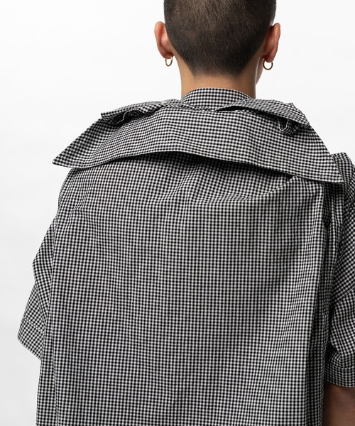 Maison MIHARA YASUHIRO（メゾンミハラヤスヒロ）の「【MIHARAYASUHIRO/ミハラヤスヒロ】Sleeve Layered Check Shirt / SHAWL LAYERED H/S SHIRTS（シャツ/ブラウス・メンズ・ホワイト/ネイビー・46/48）」の12枚目の写真