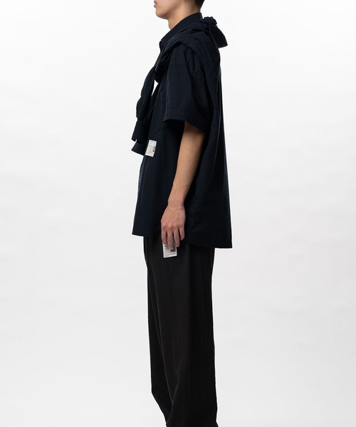 Maison MIHARA YASUHIRO（メゾンミハラヤスヒロ）の「【MIHARAYASUHIRO/ミハラヤスヒロ】Sleeve Layered Check Shirt / SHAWL LAYERED H/S SHIRTS（シャツ/ブラウス・メンズ・ホワイト/ネイビー・46/48）」の14枚目の写真