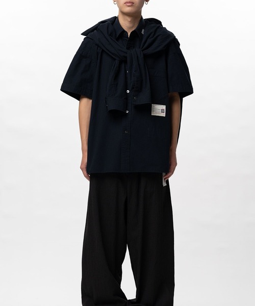 Maison MIHARA YASUHIRO（メゾンミハラヤスヒロ）の「【MIHARAYASUHIRO/ミハラヤスヒロ】Sleeve Layered Check Shirt / SHAWL LAYERED H/S SHIRTS（シャツ/ブラウス・メンズ・ホワイト/ネイビー・46/48）」の18枚目の写真