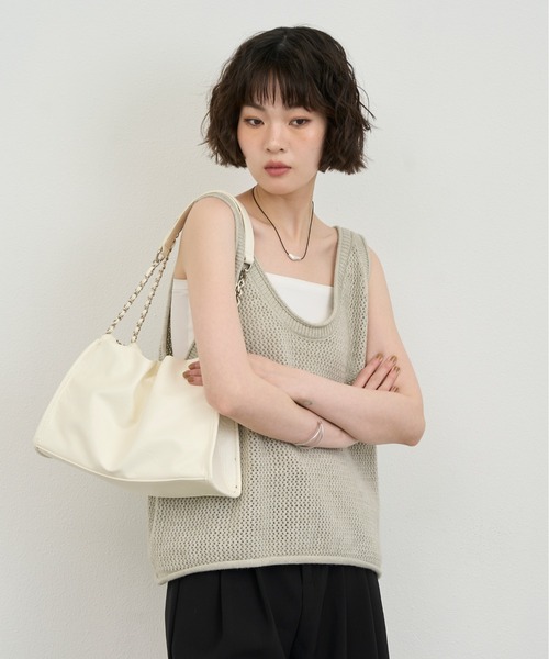 NUJOH(ヌゾ)の「Mesh Knit Sleeveless Vest / メッシュニットスリーブレスベスト(ベスト・レディース・ブラウン/ベージュ/ブラック・FREE)」の13枚目の写真