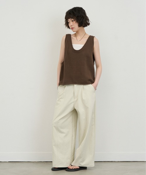 NUJOH(ヌゾ)の「Mesh Knit Sleeveless Vest / メッシュニットスリーブレスベスト(ベスト・レディース・ブラウン/ベージュ/ブラック・FREE)」の5枚目の写真