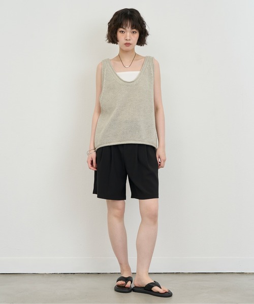 NUJOH(ヌゾ)の「Mesh Knit Sleeveless Vest / メッシュニットスリーブレスベスト(ベスト・レディース・ブラウン/ベージュ/ブラック・FREE)」の16枚目の写真