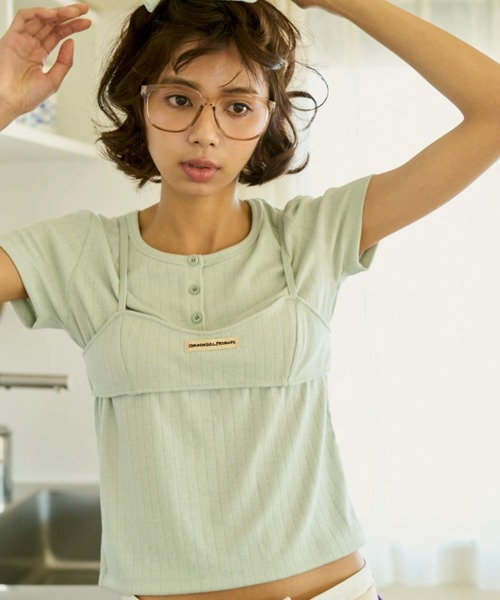 common gull products.(コモンガルプロダクツ)の「若葉雨とアイレットTシャツ(Tシャツ/カットソー・レディース・ホワイト系/ミント/グレー系・LARGE/MEDIUM/SMALL)」の3枚目の写真