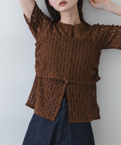 SENSE OF PLACE by URBAN RESEARCH(センスオブプレイスバイアーバンリサーチ)の「レースビスチェアンサンブルカットトップ(Tシャツ/カットソー・レディース・ブラック/ブラウン/アイボリー・ONE)」の3枚目の写真