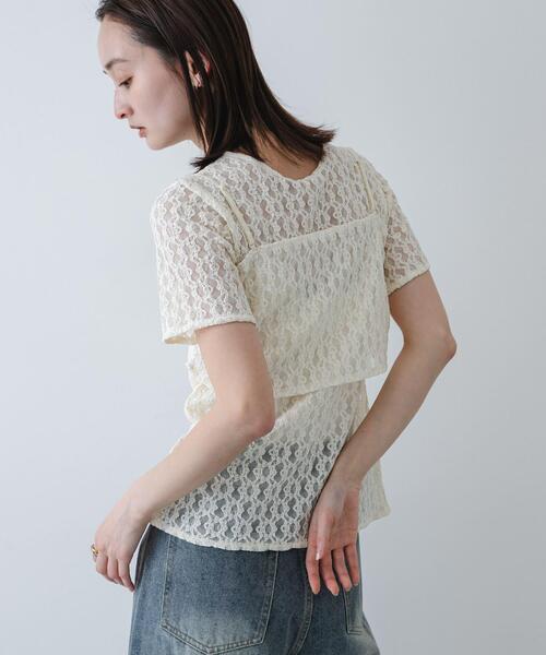 SENSE OF PLACE by URBAN RESEARCH(センスオブプレイスバイアーバンリサーチ)の「レースビスチェアンサンブルカットトップ(Tシャツ/カットソー・レディース・ブラック/ブラウン/アイボリー・ONE)」の5枚目の写真