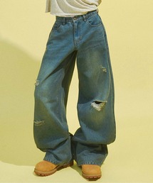 Zooodle（ズードル）の「Damaged wide denim pants - ダメージワイドデニムパンツ -（デニムパンツ）」