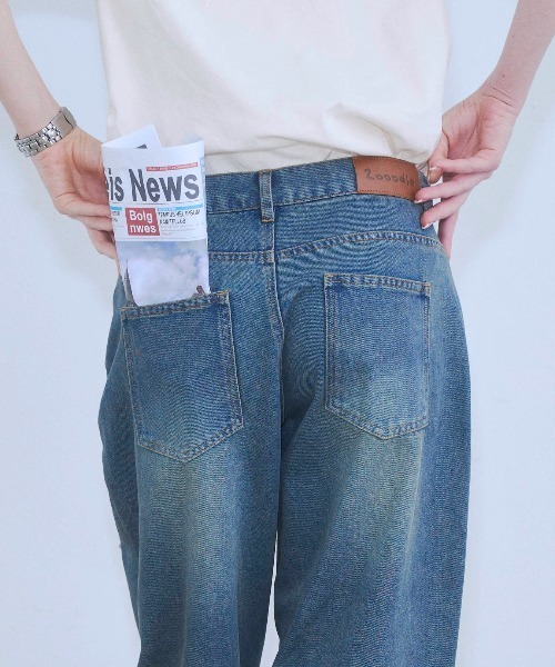 Zooodle(ズードル)の「Damaged wide denim pants - ダメージワイドデニムパンツ -(デニムパンツ・メンズ・ブルー/ブラック・MEDIUM/LARGE)」の6枚目の写真