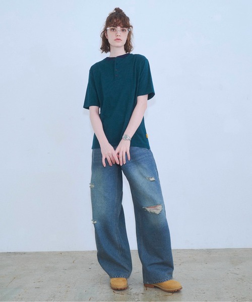 Zooodle(ズードル)の「Damaged wide denim pants - ダメージワイドデニムパンツ -(デニムパンツ・メンズ・ブルー/ブラック・MEDIUM/LARGE)」の16枚目の写真