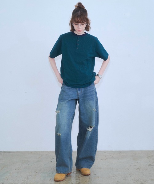 Zooodle(ズードル)の「Damaged wide denim pants - ダメージワイドデニムパンツ -(デニムパンツ・メンズ・ブルー/ブラック・MEDIUM/LARGE)」の18枚目の写真