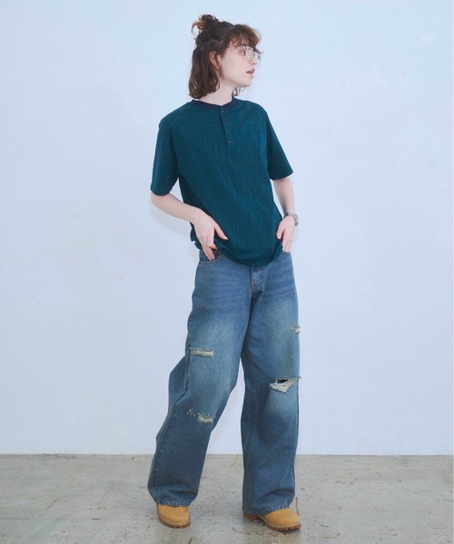 Zooodle(ズードル)の「Damaged wide denim pants - ダメージワイドデニムパンツ -(デニムパンツ・メンズ・ブルー/ブラック・MEDIUM/LARGE)」の19枚目の写真