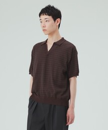 【7/9値下げ】ブークレ ボーダー スキッパー ニットポロシャツ
