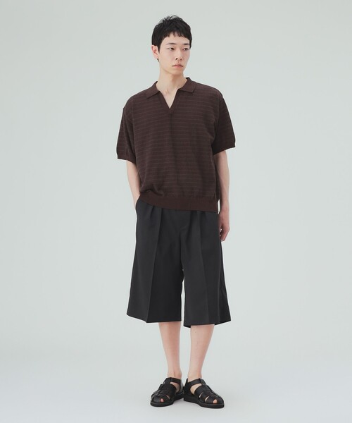 BEAMS HEART(ビームスハート)の「【7/9値下げ】ブークレ ボーダー スキッパー ニットポロシャツ(ポロシャツ・メンズ・ブラウン/レッド系その他7・SMALL/MEDIUM/LARGE)」の3枚目の写真