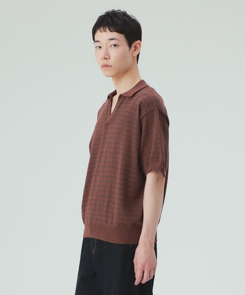 BEAMS HEART(ビームスハート)の「【7/9値下げ】ブークレ ボーダー スキッパー ニットポロシャツ(ポロシャツ・メンズ・ブラウン/レッド系その他7・SMALL/MEDIUM/LARGE)」の9枚目の写真