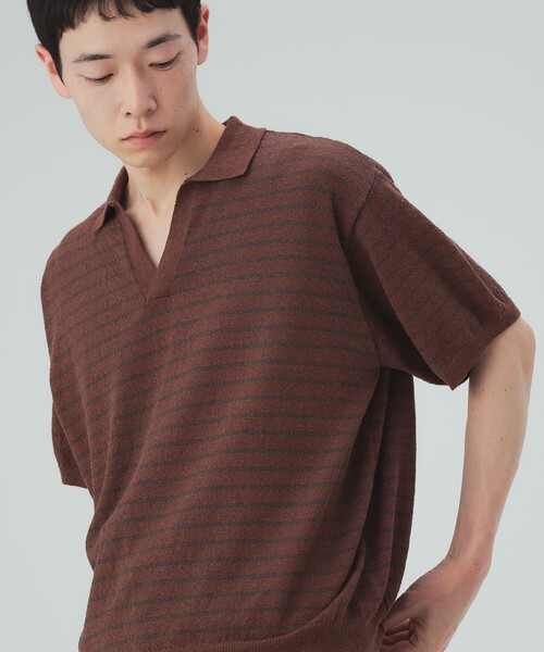 BEAMS HEART(ビームスハート)の「【7/9値下げ】ブークレ ボーダー スキッパー ニットポロシャツ(ポロシャツ・メンズ・ブラウン/レッド系その他7・SMALL/MEDIUM/LARGE)」の10枚目の写真