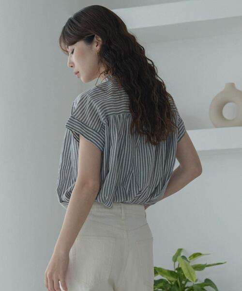 URBAN RESEARCH Sonny Label（アーバンリサーチサニーレーベル）の「ドビーストライプフリルフレンチシャツ（シャツ/ブラウス・レディース・ミント/グレー/ブルー・FREE）」の9枚目の写真