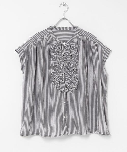 URBAN RESEARCH Sonny Label（アーバンリサーチサニーレーベル）の「ドビーストライプフリルフレンチシャツ（シャツ/ブラウス・レディース・ミント/グレー/ブルー・FREE）」の11枚目の写真