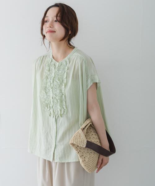 URBAN RESEARCH Sonny Label（アーバンリサーチサニーレーベル）の「ドビーストライプフリルフレンチシャツ（シャツ/ブラウス・レディース・ミント/グレー/ブルー・FREE）」の13枚目の写真