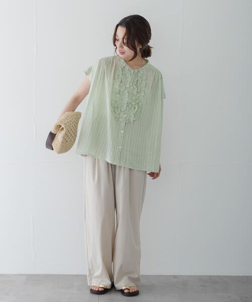URBAN RESEARCH Sonny Label（アーバンリサーチサニーレーベル）の「ドビーストライプフリルフレンチシャツ（シャツ/ブラウス・レディース・ミント/グレー/ブルー・FREE）」の15枚目の写真