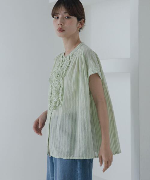 URBAN RESEARCH Sonny Label（アーバンリサーチサニーレーベル）の「ドビーストライプフリルフレンチシャツ（シャツ/ブラウス・レディース・ミント/グレー/ブルー・FREE）」の17枚目の写真
