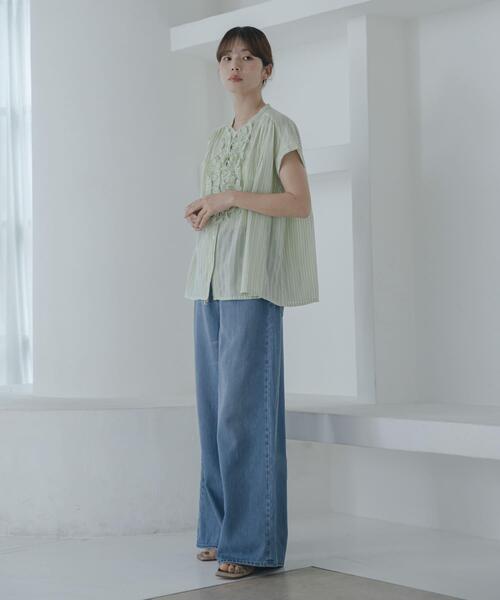 URBAN RESEARCH Sonny Label（アーバンリサーチサニーレーベル）の「ドビーストライプフリルフレンチシャツ（シャツ/ブラウス・レディース・ミント/グレー/ブルー・FREE）」の18枚目の写真