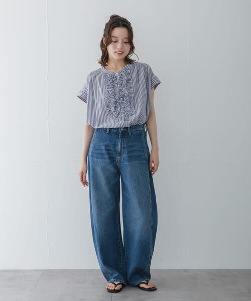 URBAN RESEARCH Sonny Label(アーバンリサーチサニーレーベル)の「ドビーストライプフリルフレンチシャツ(シャツ/ブラウス・レディース・ミント/グレー/ブルー・FREE)」の10枚目の写真