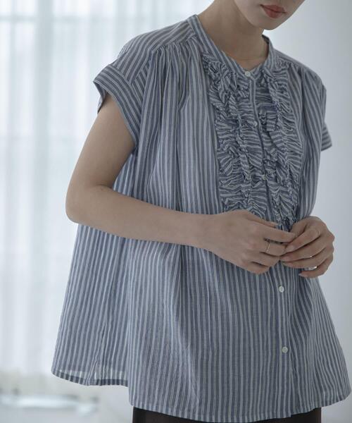URBAN RESEARCH Sonny Label(アーバンリサーチサニーレーベル)の「ドビーストライプフリルフレンチシャツ(シャツ/ブラウス・レディース・ミント/グレー/ブルー・FREE)」の9枚目の写真