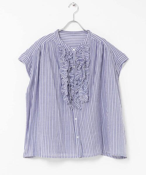 URBAN RESEARCH Sonny Label(アーバンリサーチサニーレーベル)の「ドビーストライプフリルフレンチシャツ(シャツ/ブラウス・レディース・ミント/グレー/ブルー・FREE)」の5枚目の写真
