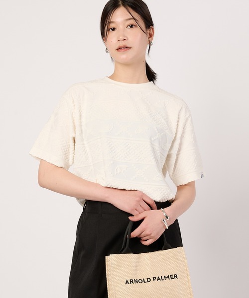 Arnold Palmer（アーノルドパーマー）の「シェア アンブレラ パイルジャガード Tシャツ（Tシャツ/カットソー・レディース・アイボリー/チャコールグレー/ベージュ・LL/XS/L/M/S）」の6枚目の写真