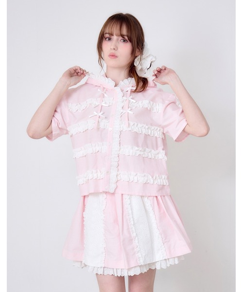 Lolime by mellfy memory(ロリミー バイ メルフィーメモリー)の「stripe frill flare skirt(スカート・レディース・ブルー/ピンク・M/LL)」の3枚目の写真