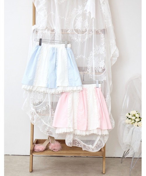 Lolime by mellfy memory(ロリミー バイ メルフィーメモリー)の「stripe frill flare skirt(スカート・レディース・ブルー/ピンク・M/LL)」の8枚目の写真